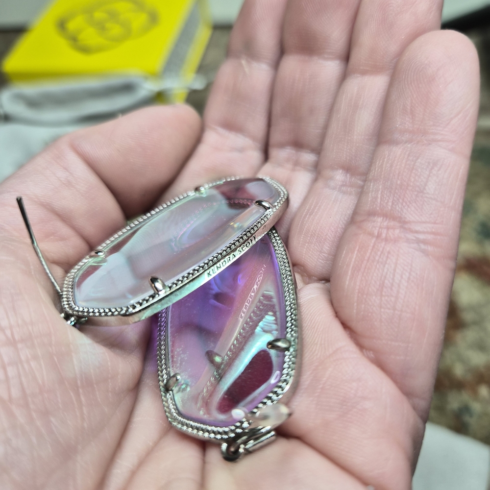 Elle Silver Drop Earrings in Dichroic Glass - Picture 3 of 7